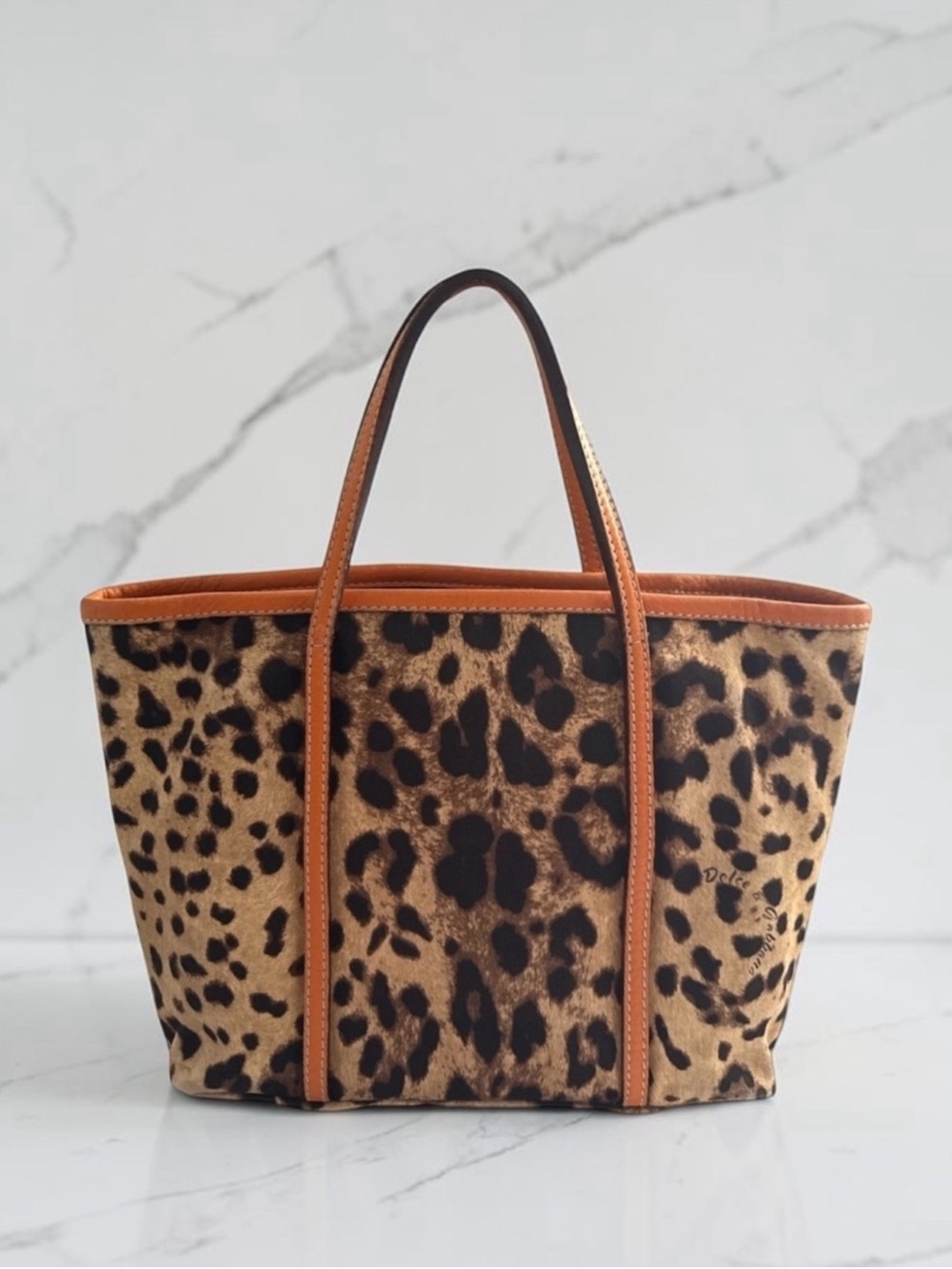 Dolce & Cabbana Leopard Print Tote Bag with Tan Trim Y2K - Picture 4 of 8